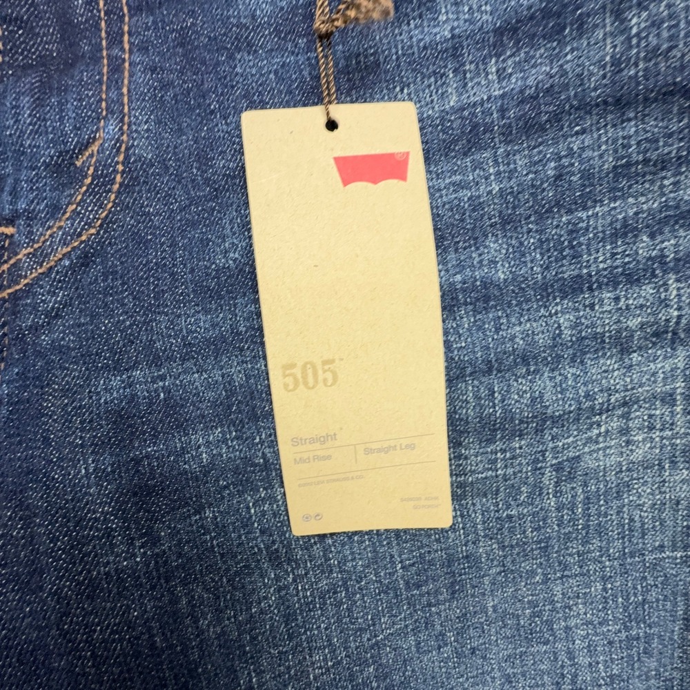 Levis 505 Straight Leg Jeans Women 14L Dark Wash Blue Denim Flap Pocket 15505 - Picture 10 of 11